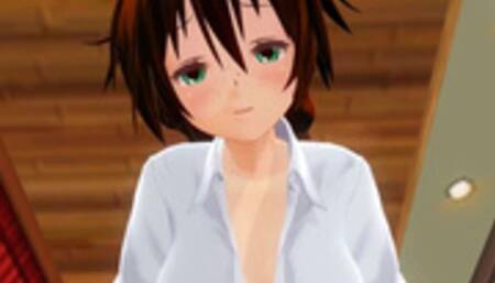 3D HENTAI POV redhead little sister rides your dick