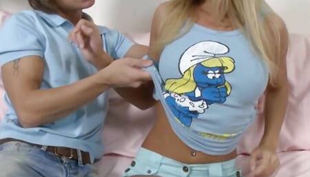 A beautiful blonde German girl loves having some fun with her dude