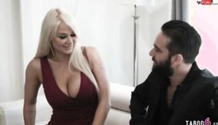 cougar dominates male escort roleplaying as her coworker