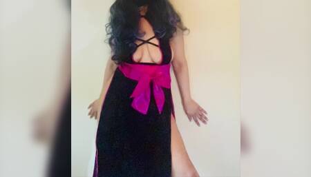 Dancing in a sexy cosplay costume