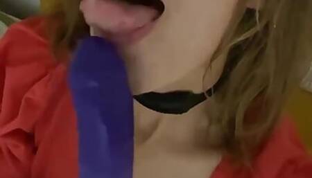 She sucks his toy