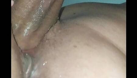 Delicious fuck noises, wife moans and big dick creampie pussy oozing fluids. crooked framing