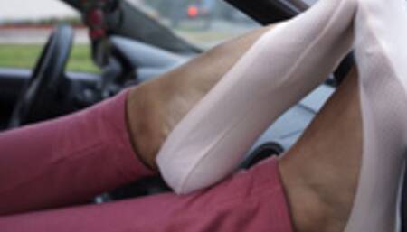 Xiomara's light pink ped socks in the car! - MOV