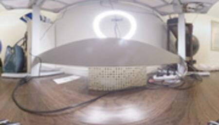 Nude pantyhose at her desk 360vr