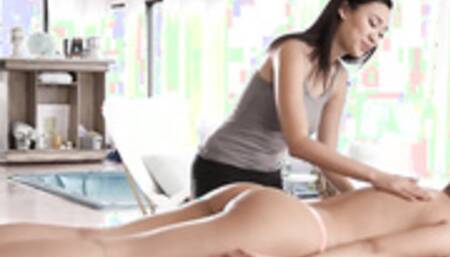 Giselle massage and licks clients pussy