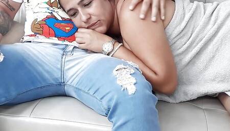 take advantage of my stepbrother's horny girlfriend to fill her mouth with cum - Porn in Spanish
