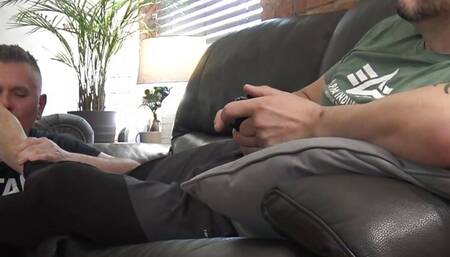 Foot Master worshipped and then cums on feet PREVIEW