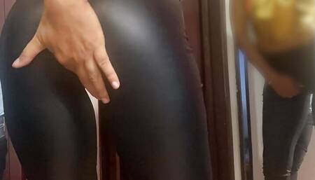 hole in her leather pants