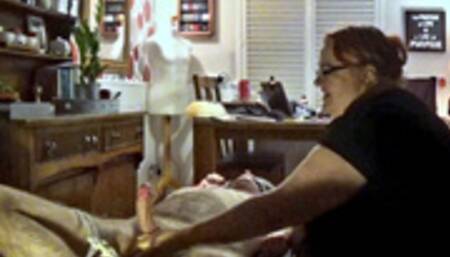 Naked man tied with legs in the air- 2 of 2 Cam 1-BBW domination,BBW bondage,male bondage,man in bondage,amateur,man tied up,handjob,strapped down,edging,edged,post cum play,polishing,ruined orgasm,bound and gagged man,post orgasm torment,