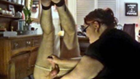 Naked man tied with legs in the air -1 of 2 Cam 1-BBW domination,BBW bondage,male bondage,man in bondage,amateur,man tied up,handjob,strapped down,edging,edged,suspension,suspended,CBT,feet tickling,caned,caning,wand,bound and gagged man,