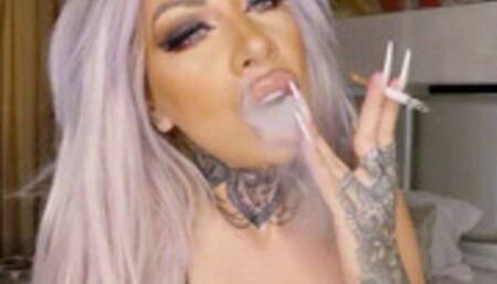 Eye contact joi and smoke