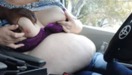 Hot Horny Big Ass SSBBW Milf Caught Publicly In Car, Boobs Out, Black Guy Touching , JOI, POV