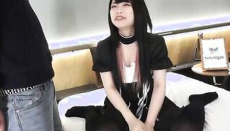 Akane Okawa into a MMF 3-way where she getting two dicks to suck on