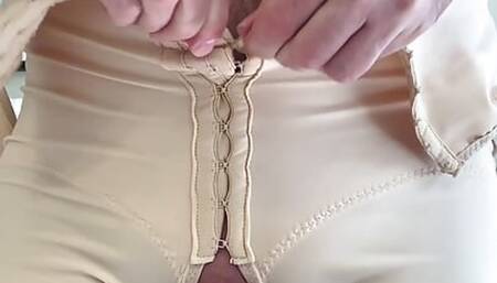 Sissy in Dress, Corset and Cage