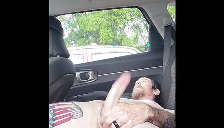 Almost got caught jacking off big cock in parking lot