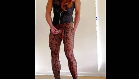 Redhead Sissy in High Heels posing