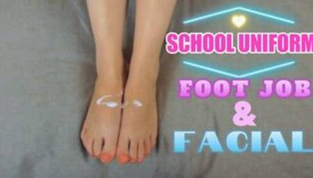 School Uniform Toe Sucking & Footjob with Facial (480 wmv)