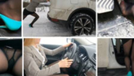 Real estate in a trouble: snow stuck and crazy spinning wheels