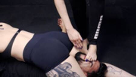 Mel Fire teaches Mrs Nara chokes and scissorholds