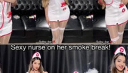 Sexy nurse on her smoke break!