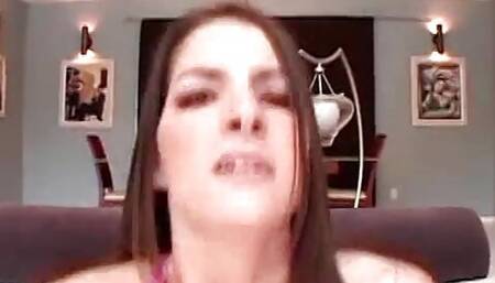 Brunette teen gets banged by two studs in hard DP three way