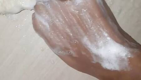 brand new young man, shown and washing his Beautiful and delicate Foot in the bath - FOOT