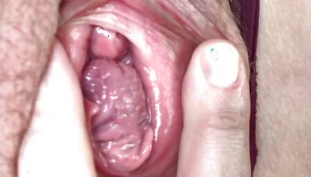 Eating and fucking a meaty hole of a young mom after pissing. Close-up