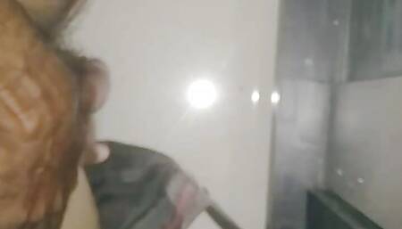 Played with the cock under the office table