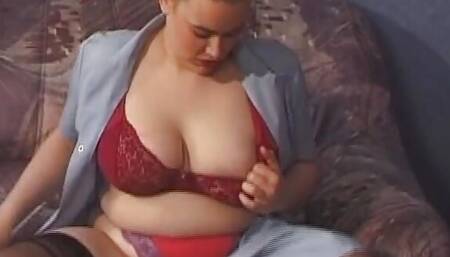 A horny and chubby German maid loves fishing her tight holes
