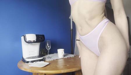 In the morning, after showering, coffee and touch