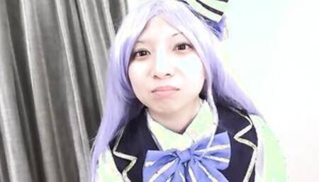 Reika Asakura in costume today spreading her vagina open for us