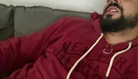 Smoking, High on, jerking off until cumming, Rodrik having fun alone