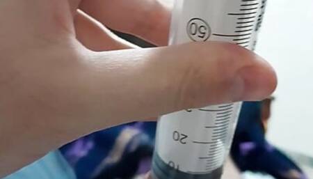 Using a syringe to get semen sucked out of my urethral!