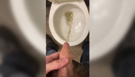 Pissing 4 Ways very hairy uncut white dick up close peeing compilation
