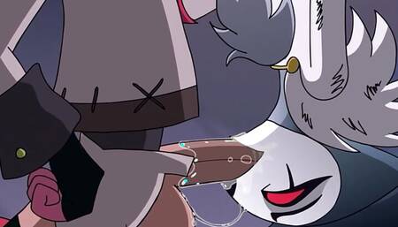 Stolas from Helluva Boss doing Blowjob