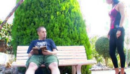 Public FFM threesome with a blonde Thot with crazy sexy melons and her ebony haired Friend