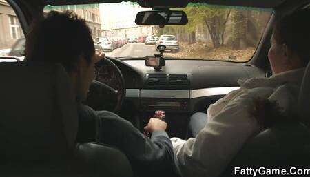 Sexy fatty picks up dude for cock-riding
