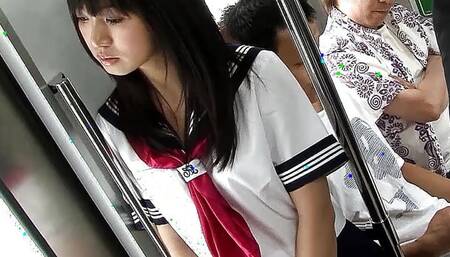 Public Gangbang in Bus - Asian Teen get Fucked by many old Guys