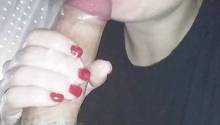 Beautiful blonde suck my big dick