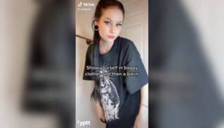 Goth Tik Tok Slut Clean Shaven Pussy