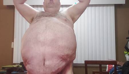 Fat guy naked time after shower
