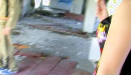 Chubby african haired natural skank with a long butt nailed outside