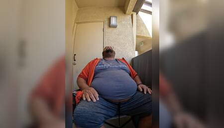 Editing a video and inflating the belly on the patio. Bonus half and half chug.