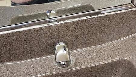 Risky exposed wank at work