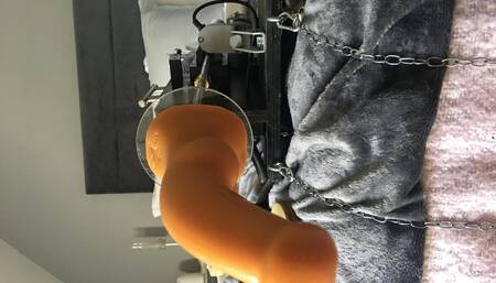 Dildo blowjob - Sucking dildo - tied to fuck machine
