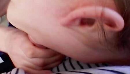 A slim blonde teen from Germany gets her mouth filled with warm cum