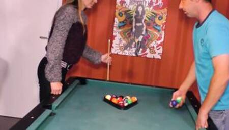 Sexual natural German Mom with nice Hooters wanna fucked on the pool table