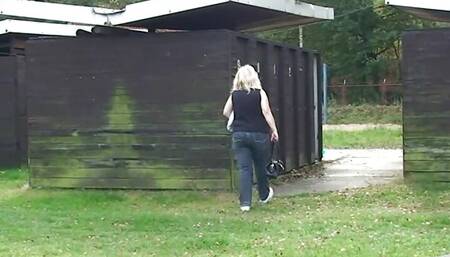 Busty blonde grandma dicked by horny boy on the beach