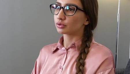 Hot brunette English tutor fucks hard and gets in her mouth!