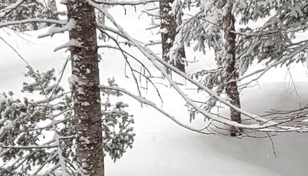 Naked on a snowmobile